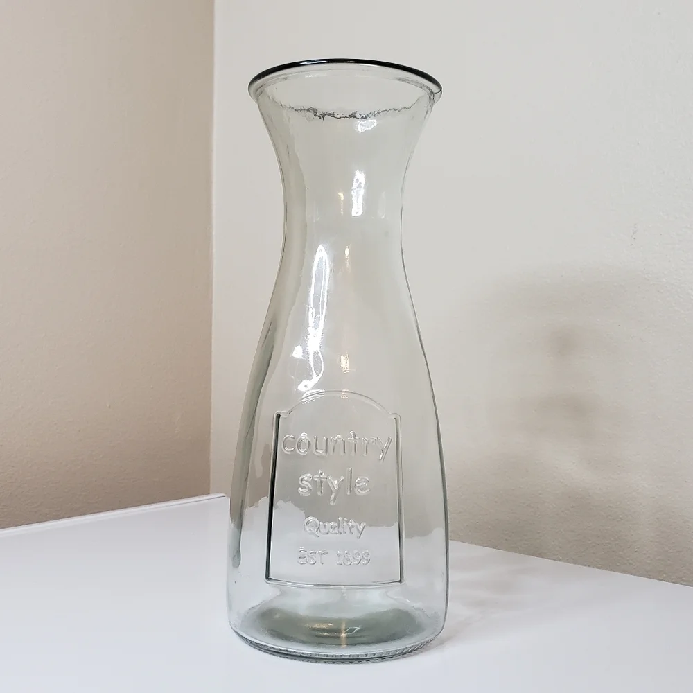 Country Style Glass Beverage Carafe Decanter Rustic